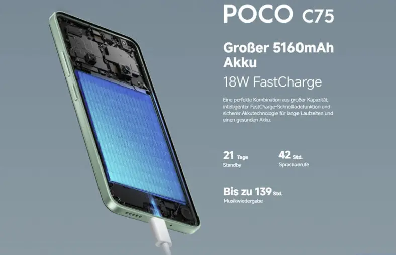 Xiaomi poco c75 battery charging image